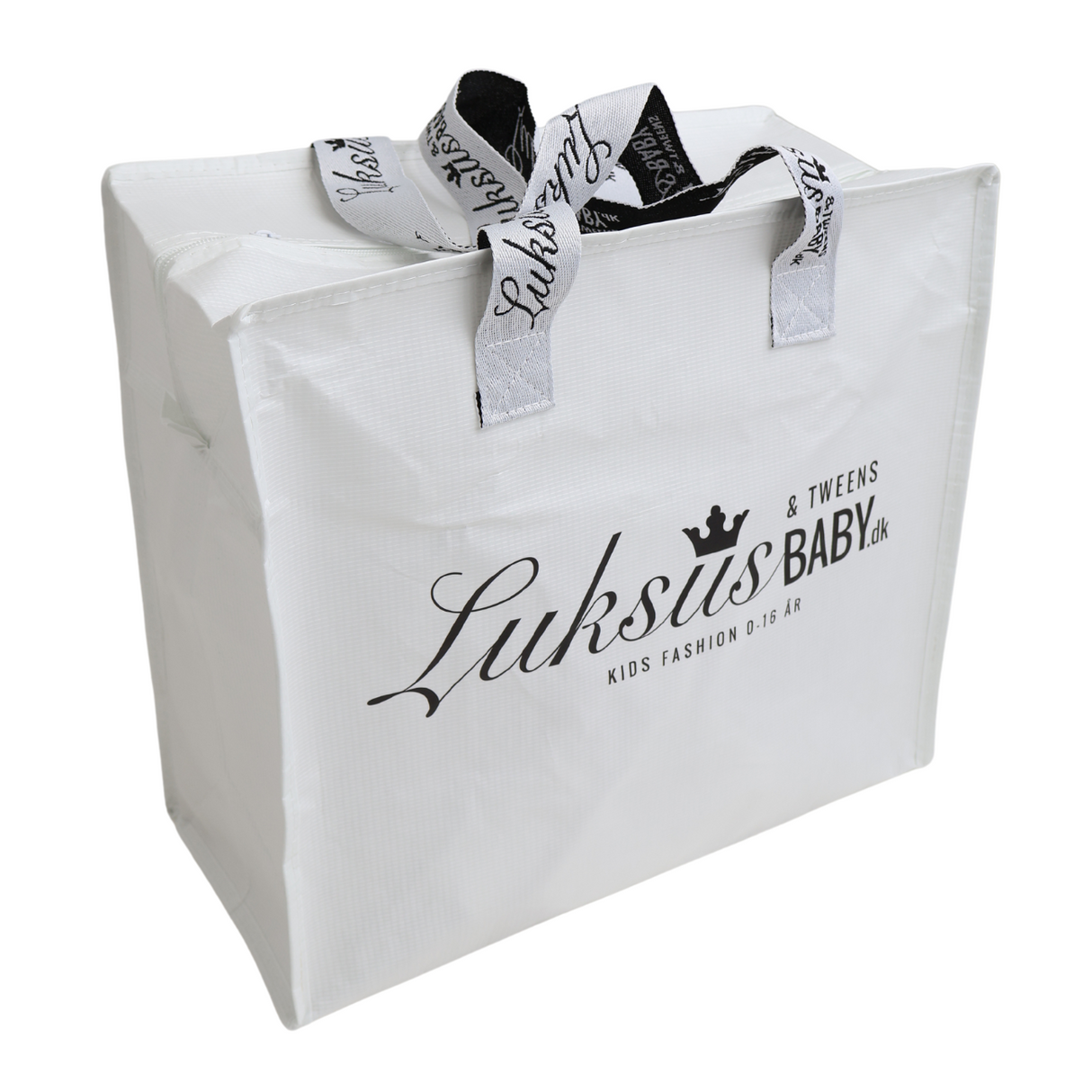 Luksusbaby gjenbrukbar veske med glidelås hvit