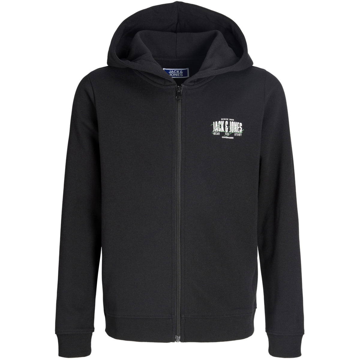 Jack & Jones Black Jjaero Sweat Zip Hette Jnr