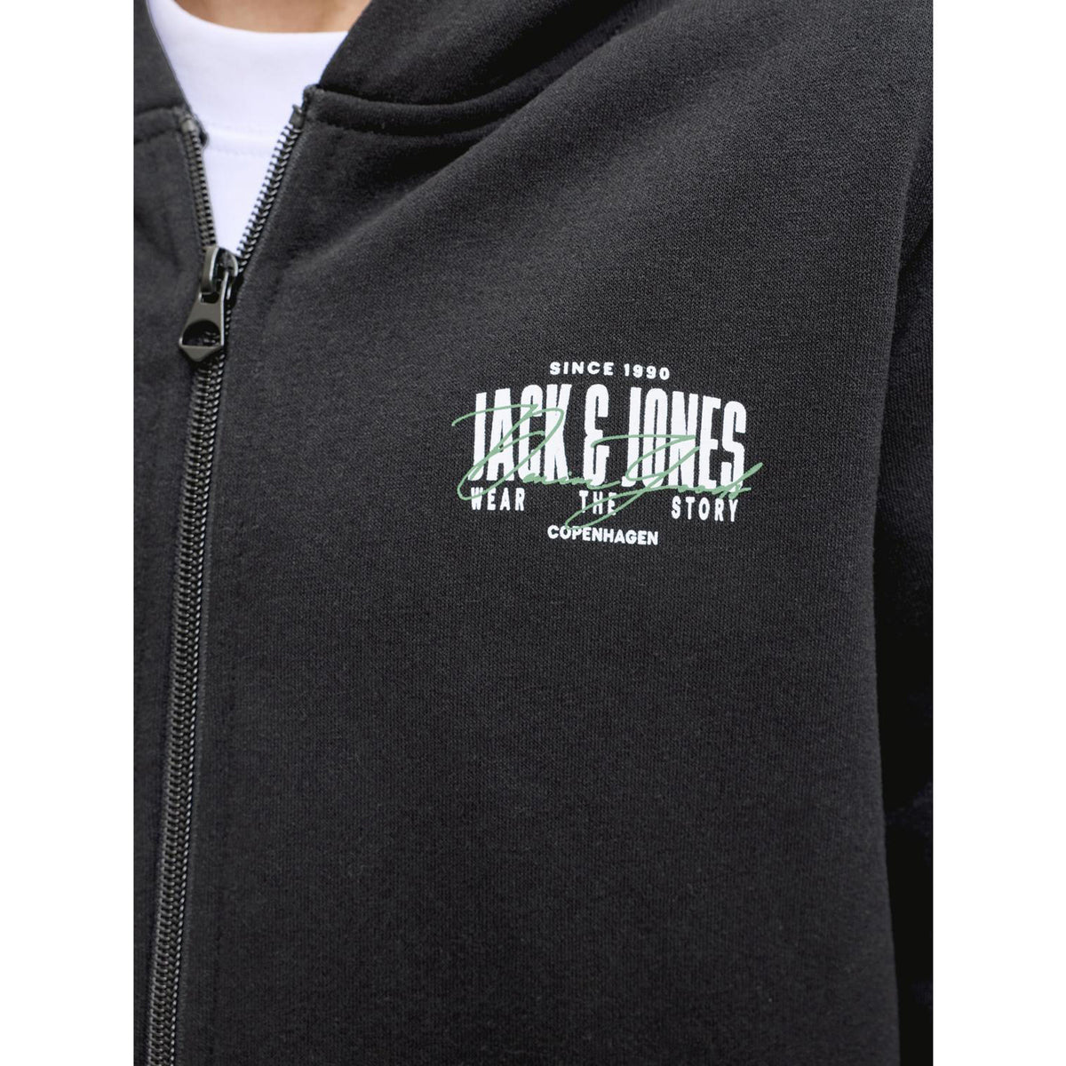 Jack & Jones Black Jjaero Sweat Zip Hette Jnr