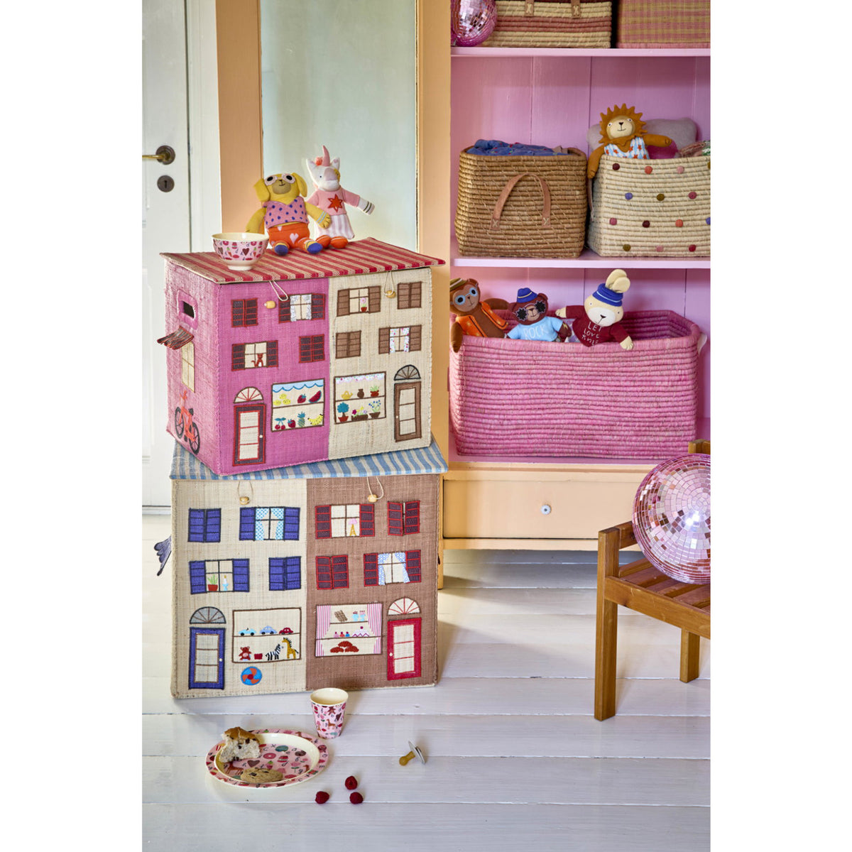 Rice Paris Theme Raffia Oppbevaring Box Ekstra Large Foldbar