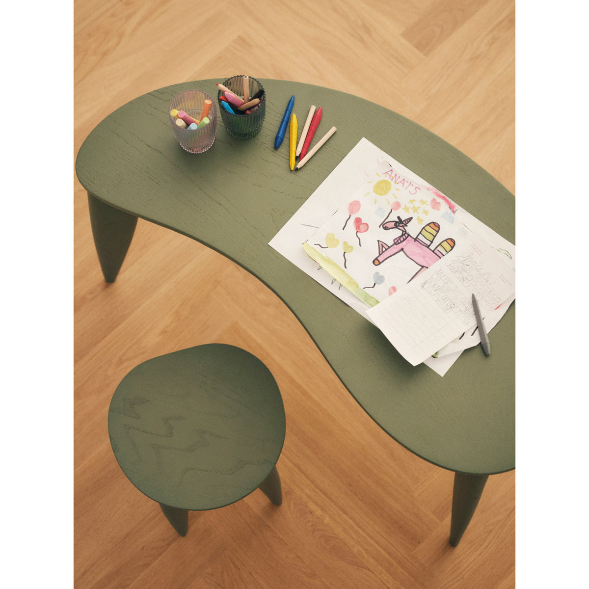 Ferm Living Elm Green Feve Kids Taburet