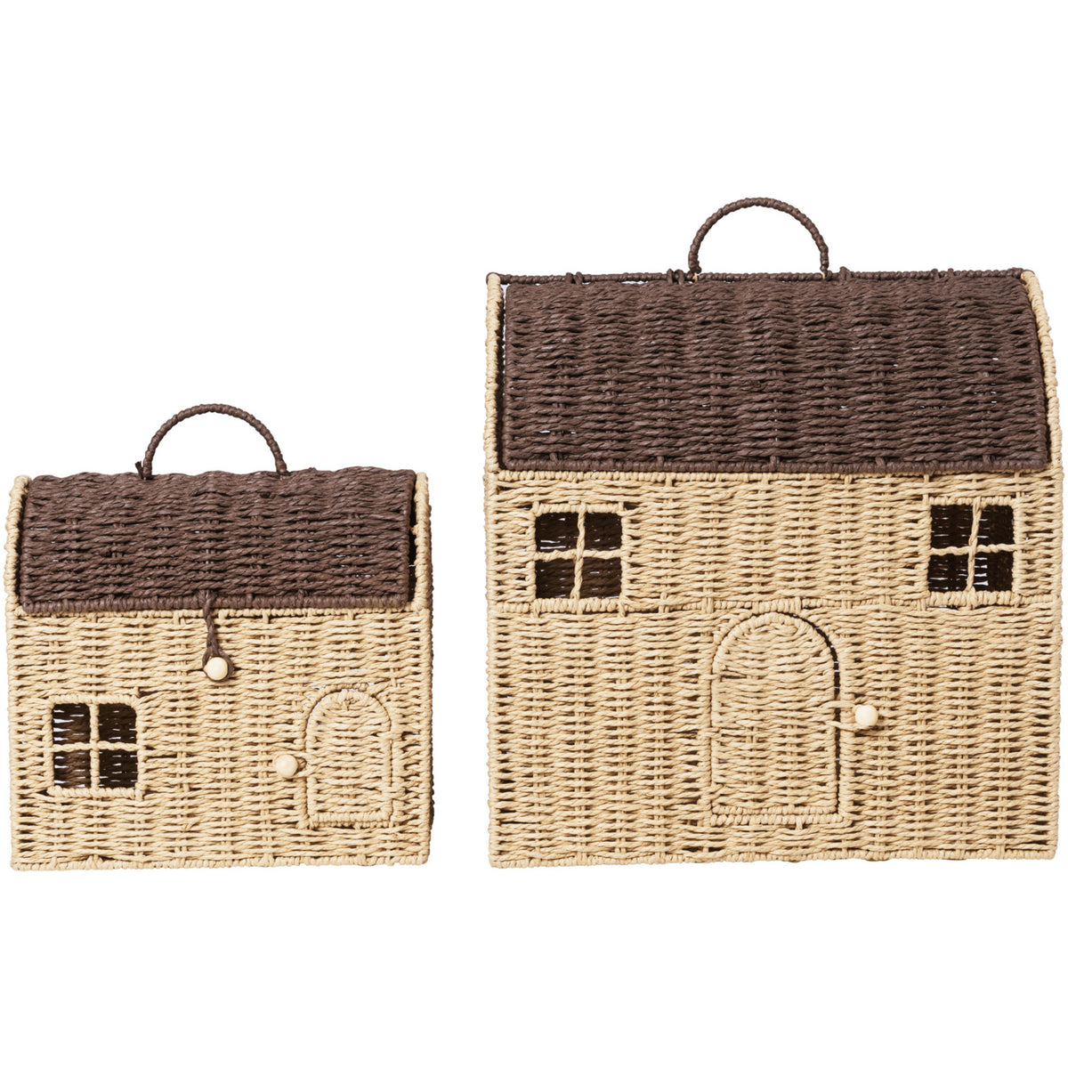 Ferm Living Natural/Dark Brown Casu Oppbevaring Houses 2 Pakke