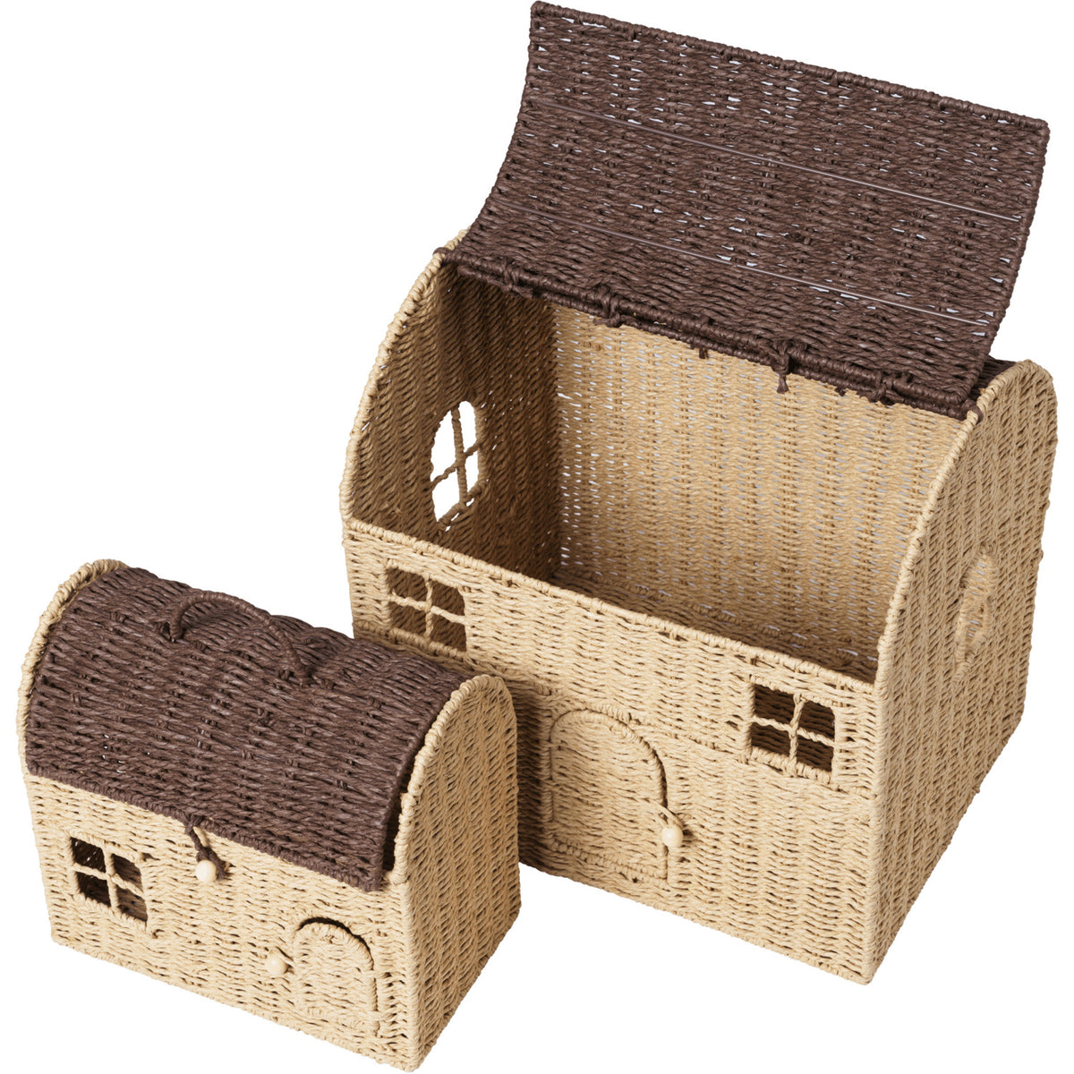 Ferm Living Natural/Dark Brown Casu Oppbevaring Houses 2 Pakke