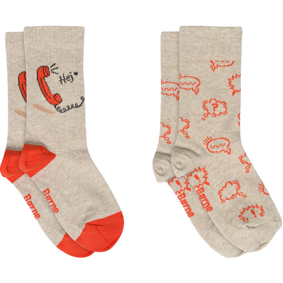 Mp Danmark x Børns Vilkår Beige Melange Phone Socks - 2-pack