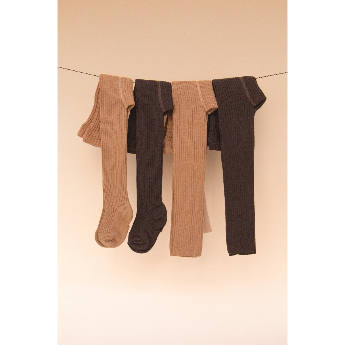 Silly Silas Wooly Footless Strømpebukser Med Braces Espresso Brown
