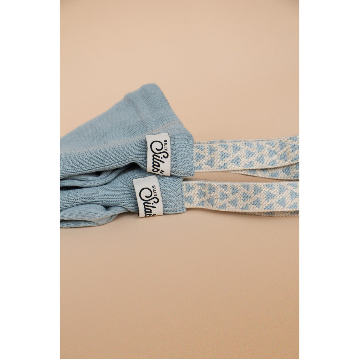 Silly Silas Footless Bomull Strømpebukser Med Braces Misty Blue Patterned