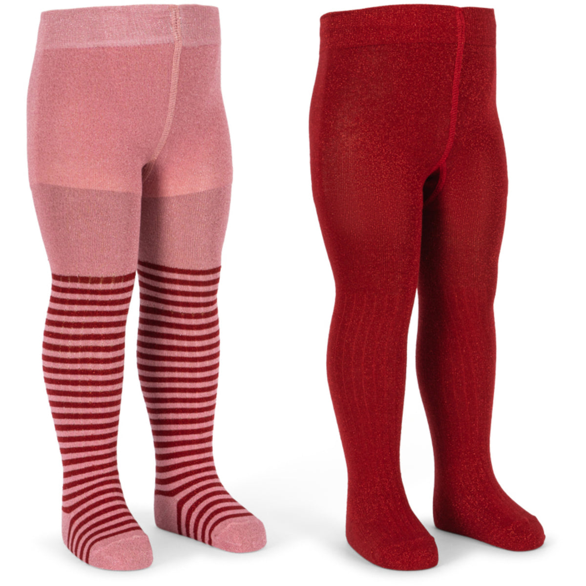 Konges Sløjd Red Stripe 2 Pakke Glitter Strømpebukser