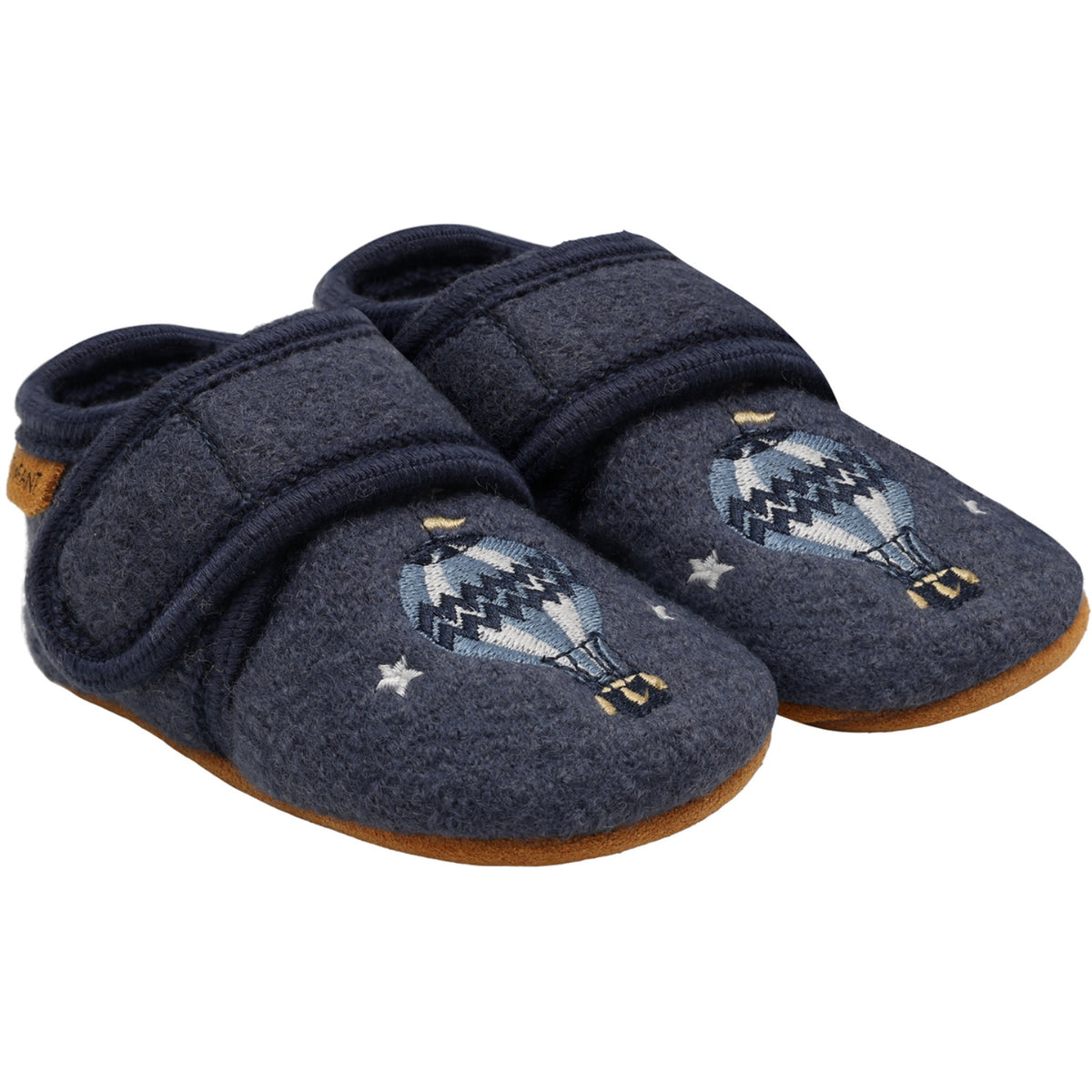 En Fant Vintage Indigo-Blue Ull Tøfler M/ Embroidery