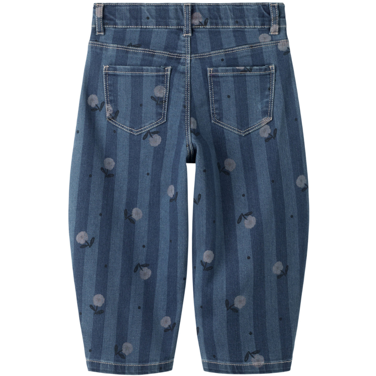 Name It Medium Blue Denim Flowers Nmfbella Barrel Jeans 6699-Qn