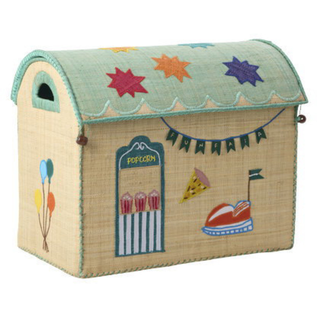 Rice Mint Fun Fair Theme Raffia Toy Baskets 3-Pack