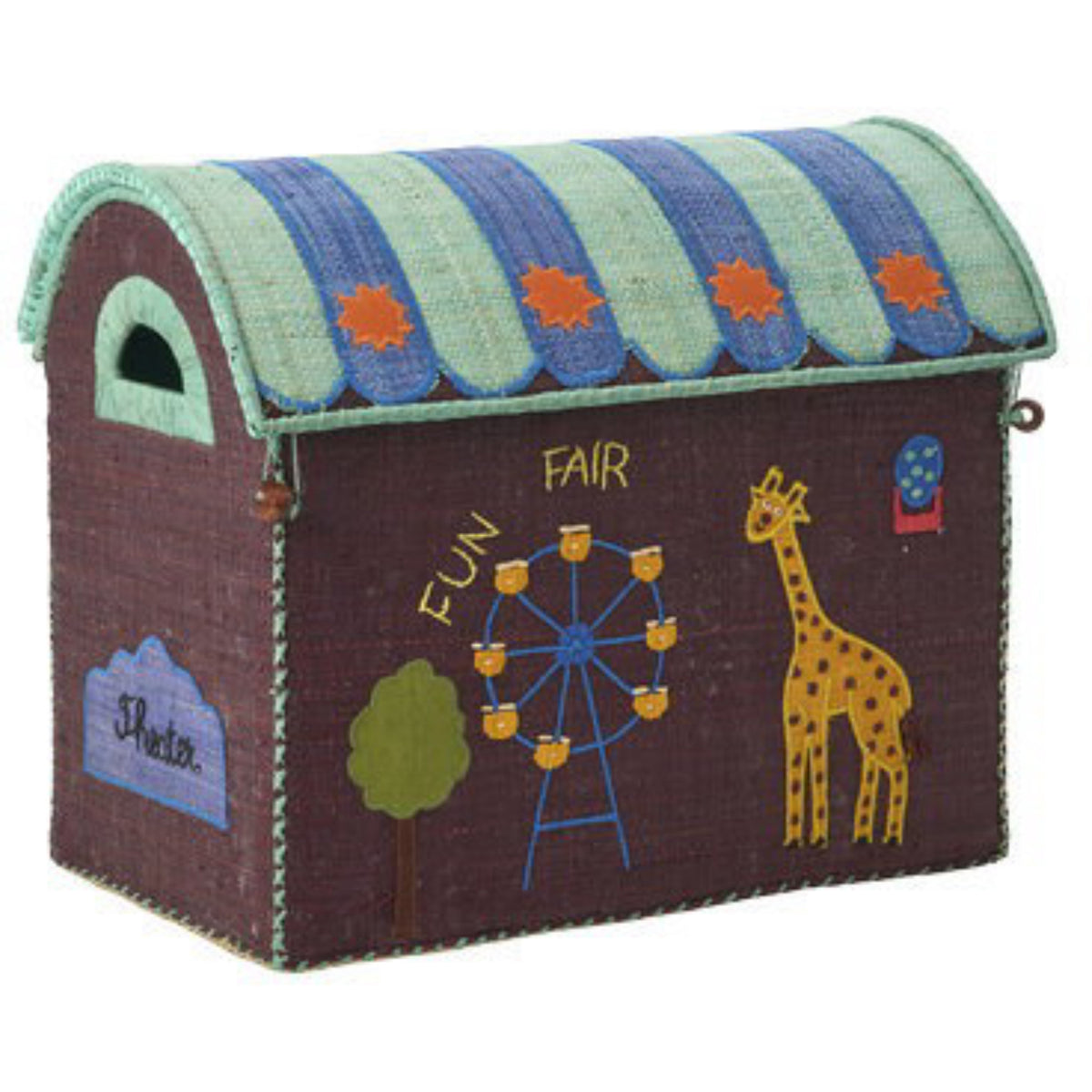 Rice Mint Fun Fair Theme Raffia Toy Baskets 3-Pack