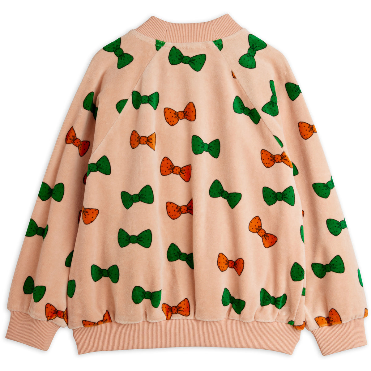 Mini Rodini Pink Bows Aop Velour Baseball Cardigan