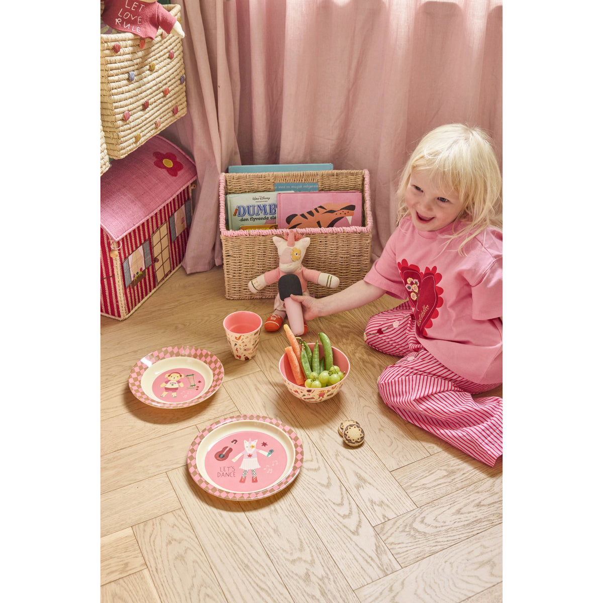 Rice Melamin Kids Kopp Med Pink Musikk Band Print - Small - 160 Ml