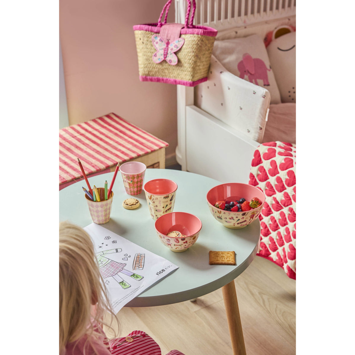 Rice Melamin Kopp Med Pink Musikk Band Print - Medium - 250 Ml
