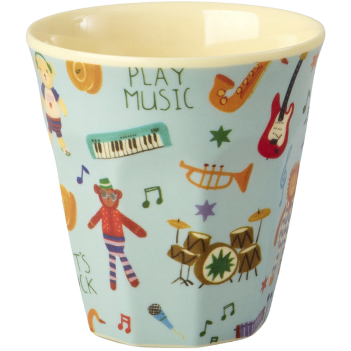 Rice Melamin Kids Kopp Med Blue Musikk Band Print - Small - 160 Ml