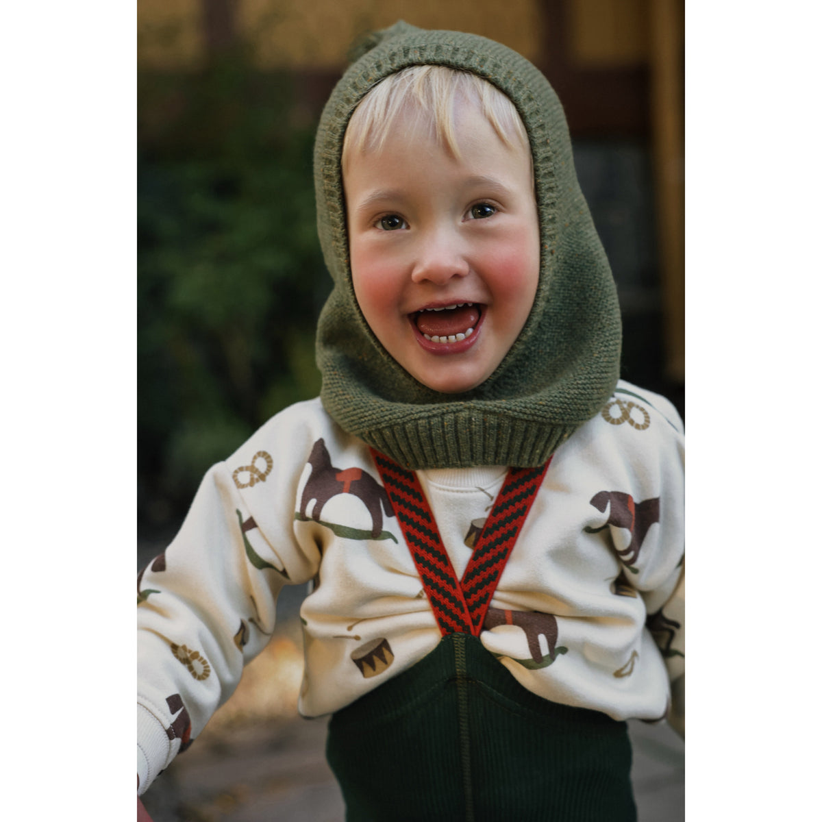 Silly Silas Footless Bomull Strømpebukser Med Braces Dark Forest Green Christmas Patterned