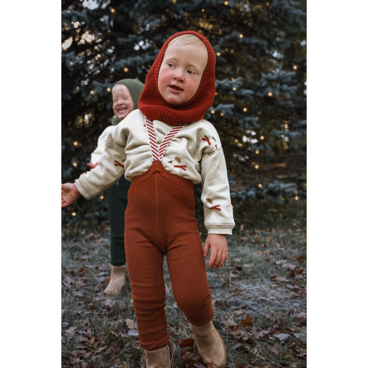 Silly Silas Bomull Strømpebukser Med Braces Cinnamon Christmas Patterned