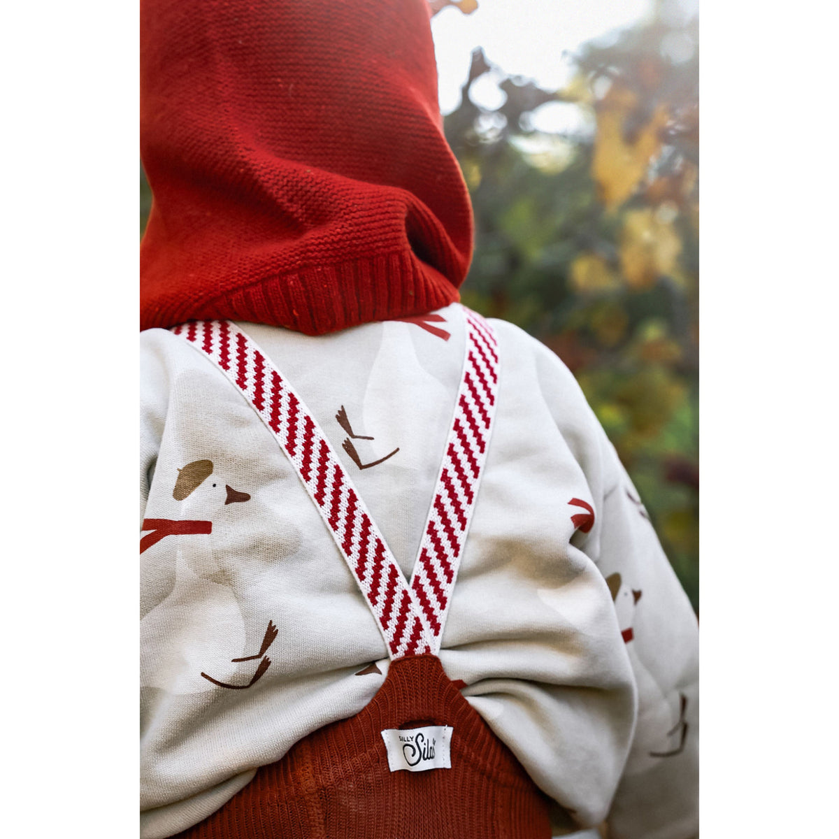 Silly Silas Bomull Strømpebukser Med Braces Cinnamon Christmas Patterned