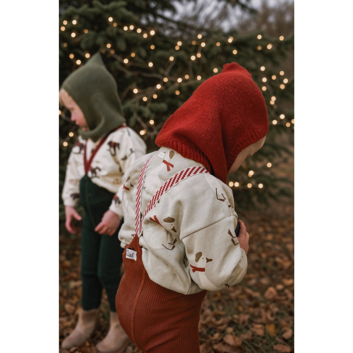 Silly Silas Bomull Strømpebukser Med Braces Cinnamon Christmas Patterned