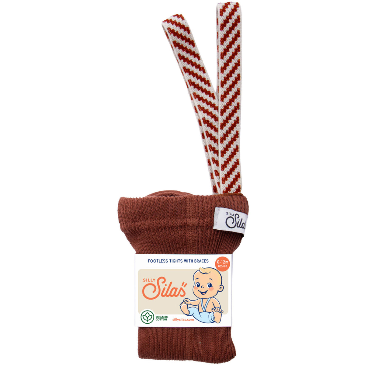 Silly Silas Footless Bomull Strømpebukser Med Braces Cinnamon Christmas Patterned