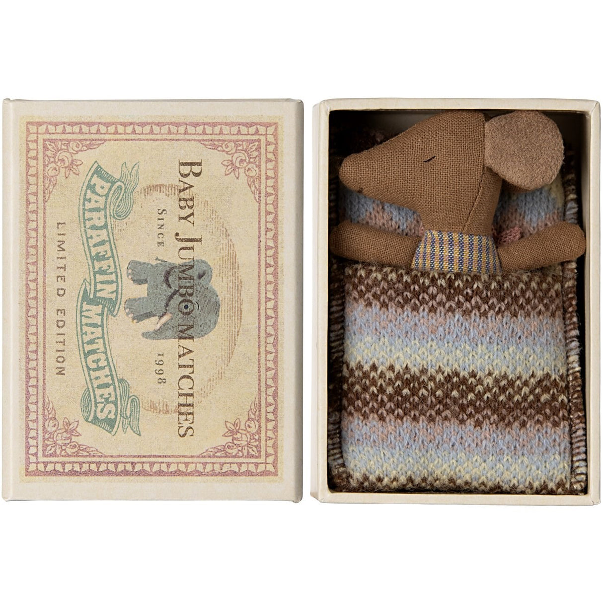 Maileg Sleepy Wakey Baby Mus i Fyrstikkeske - Rose