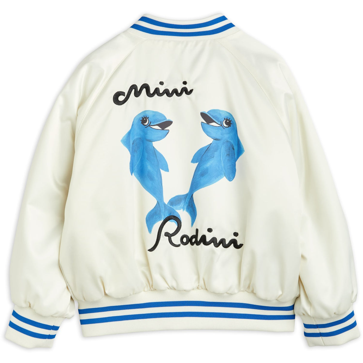 Mini Rodini White Dolphins Lightweight Baseball Jacket