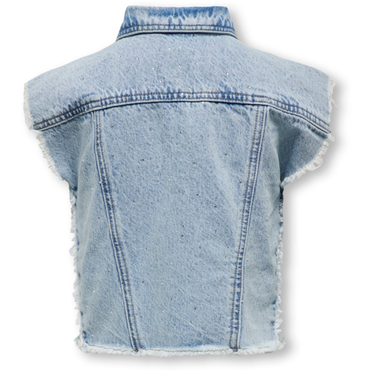 kids ONLY Light Blue Denim Cobain Rhinestone Vest Topp