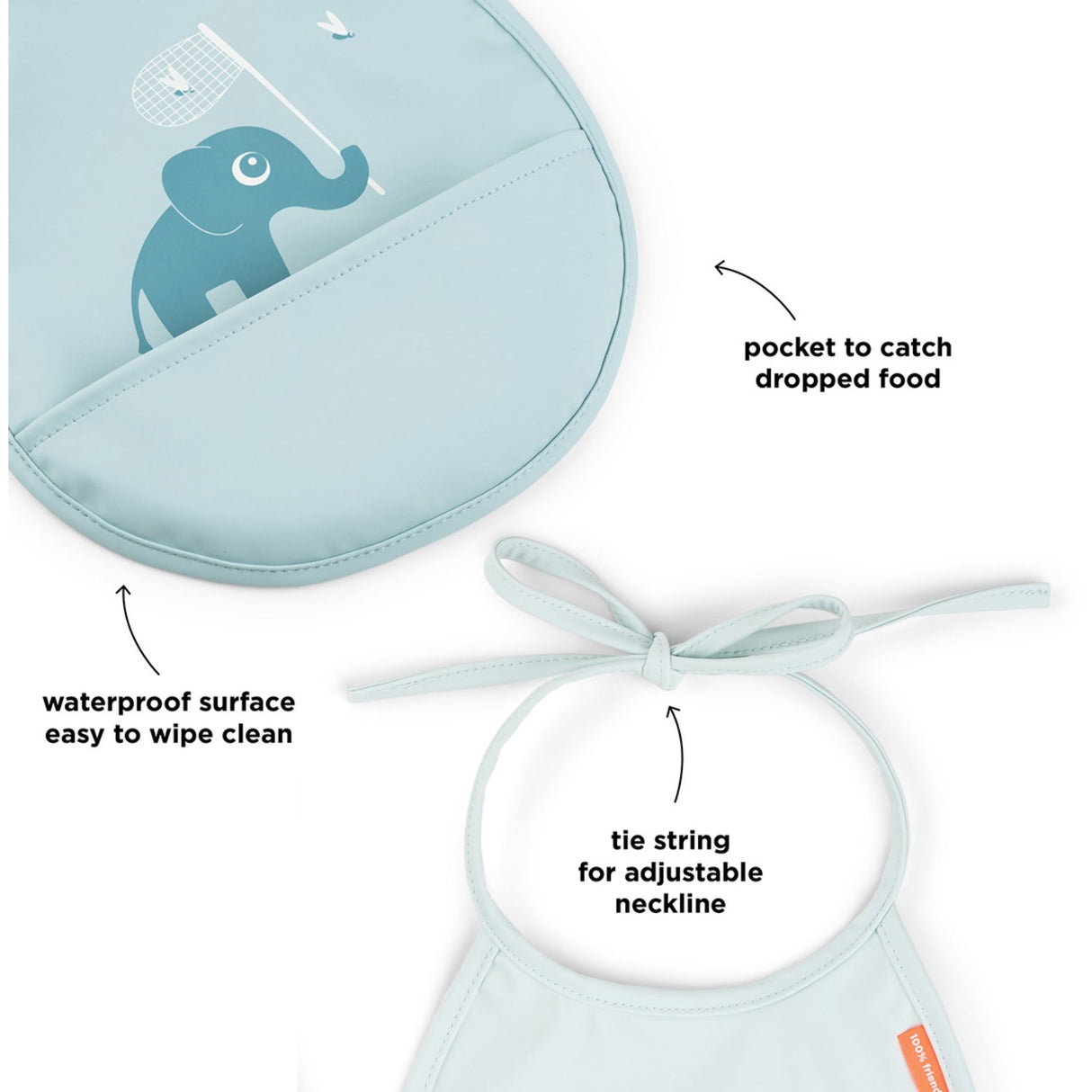 DonebyDeer Mini Bib m/Pocket 2 stk Elphee Blue
