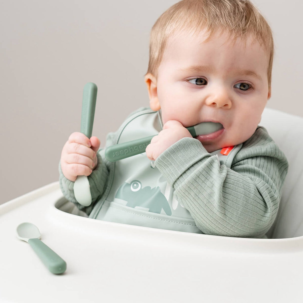 DonebyDeer Foodie Easy-Grip Babyske 3-Pakningningning Grøn