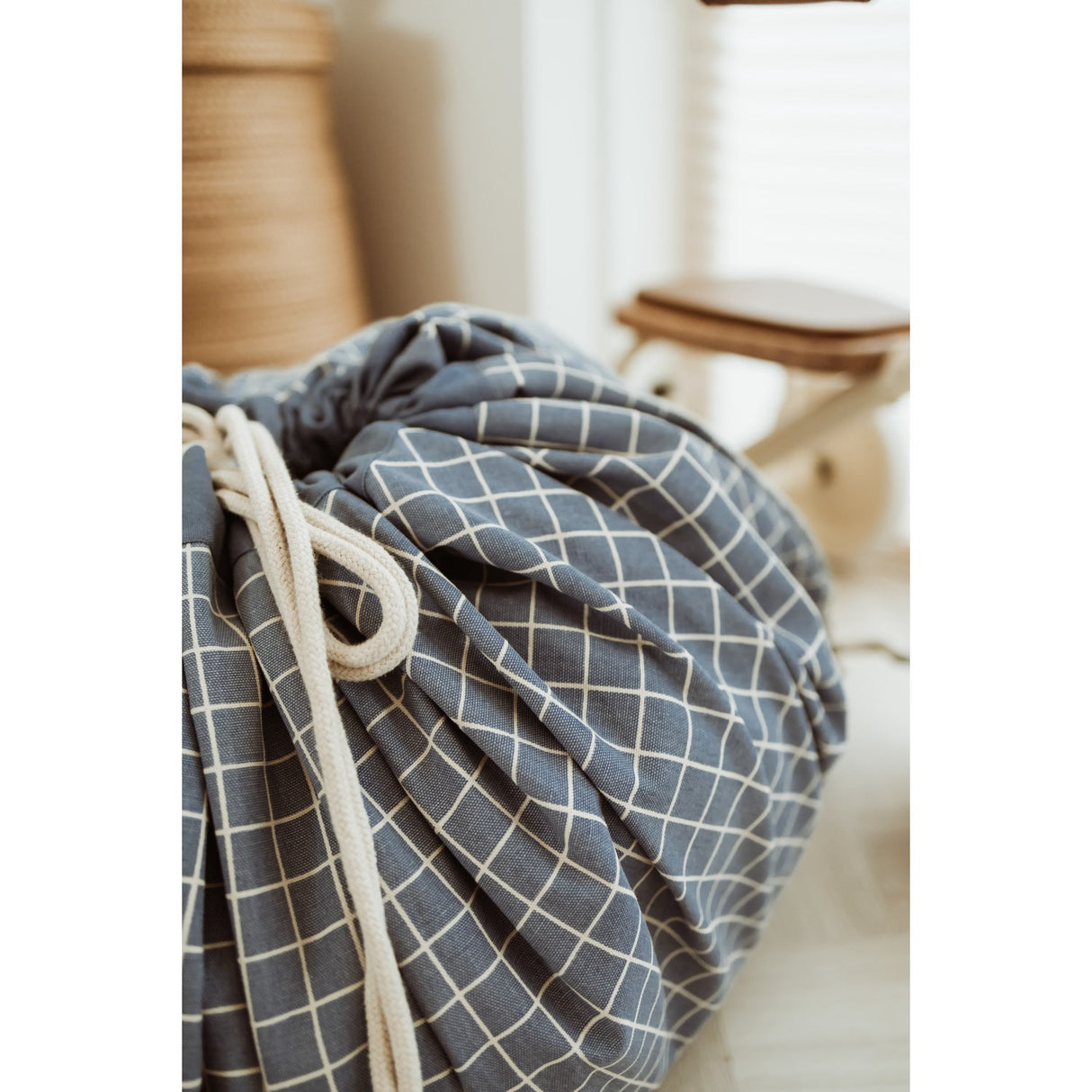 Play&Go Organic Grid Blue 2-in-1 Lekteppe