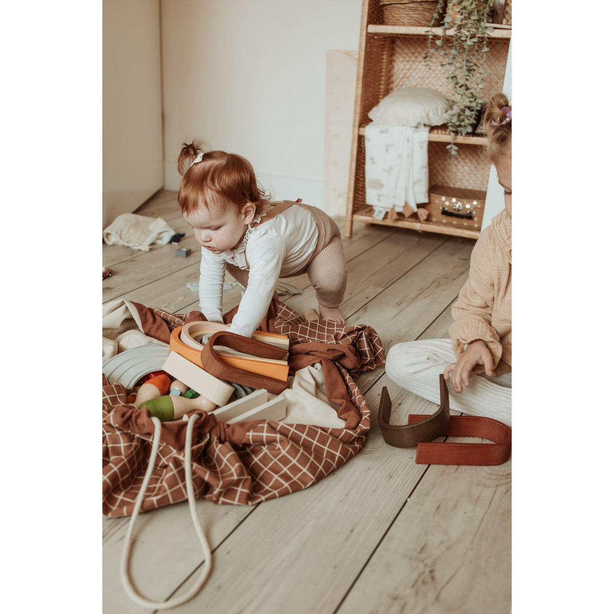 Play&Go Organic Grid Brown 2-in-1 Lekteppe