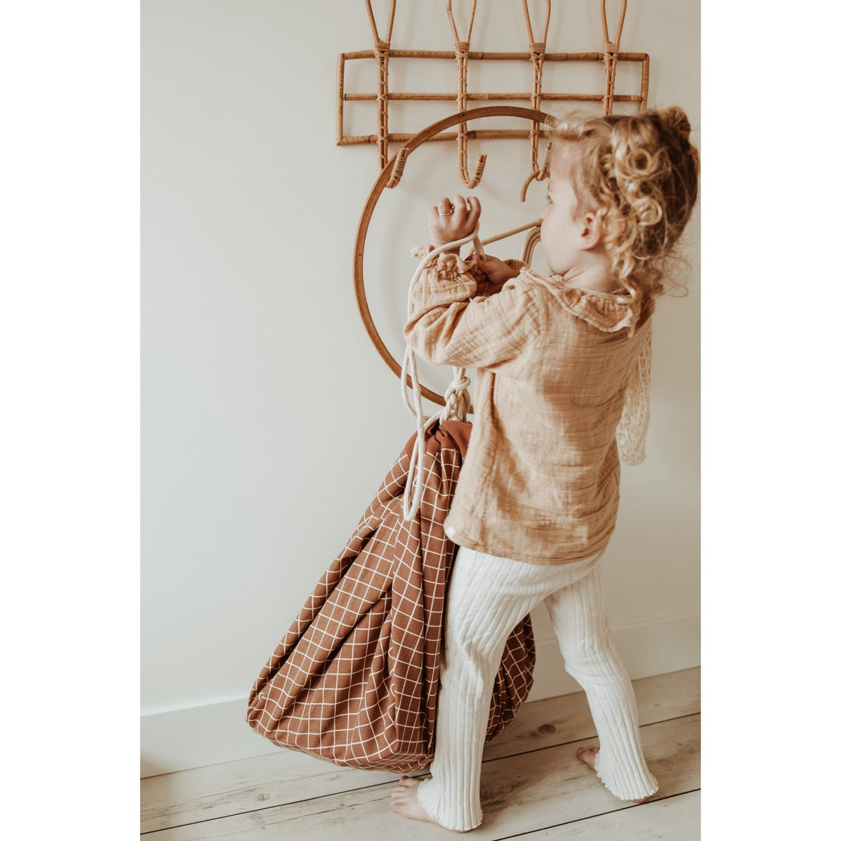 Play&Go Organic Grid Brown 2-in-1 Lekteppe