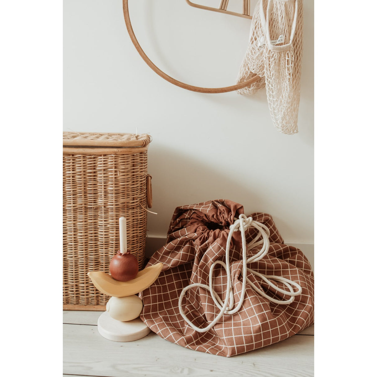 Play&Go Organic Grid Brown 2-in-1 Lekteppe