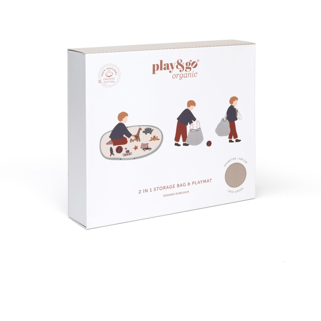 Play&Go Organic Grid Brown 2-in-1 Lekteppe