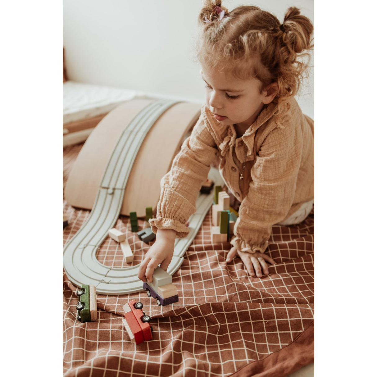 Play&Go Organic Grid Brown 2-in-1 Lekteppe