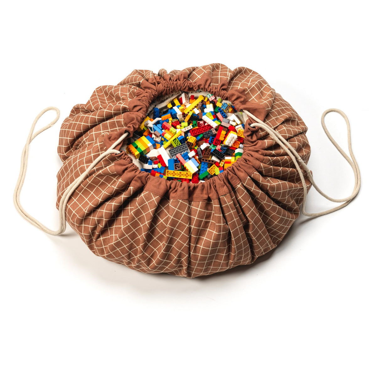 Play&Go Organic Grid Brown 2-in-1 Lekteppe