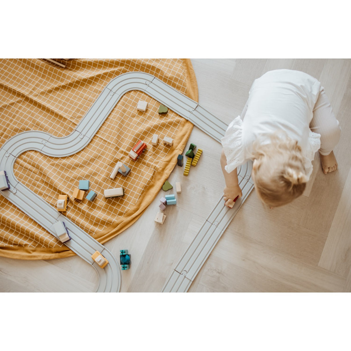 Play&Go Organic Grid Mustard 2-in-1 Lekteppe