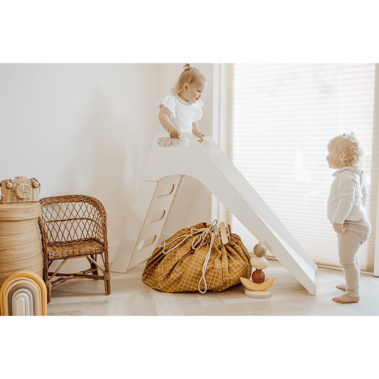 Play&Go Organic Grid Mustard 2-in-1 Lekteppe