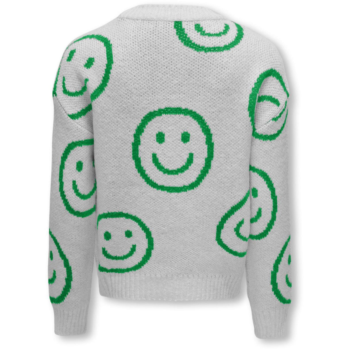 kids ONLY Light Grey Melange Island Green Happy Smiley Happie Pullover Strikket bluse