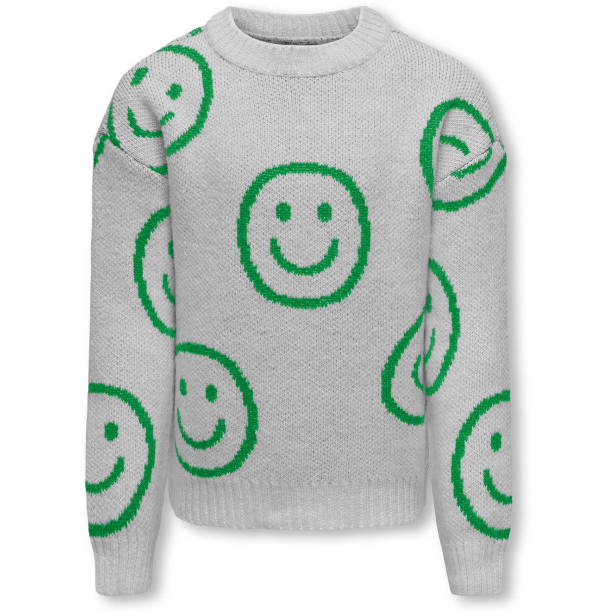 kids ONLY Light Grey Melange Island Green Happy Smiley Happie Pullover Strikket bluse