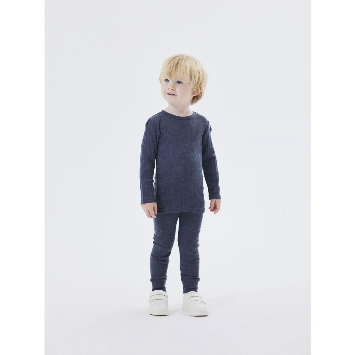 Name It Ombre Blue Wang Ull Needle Long Johns Solid Noos