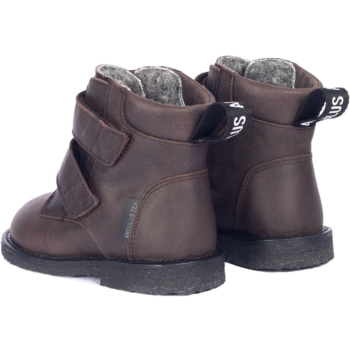 Angulus Dark Brown Begynner Tex-Støvler Med Logobånd Og Borrelåslukning