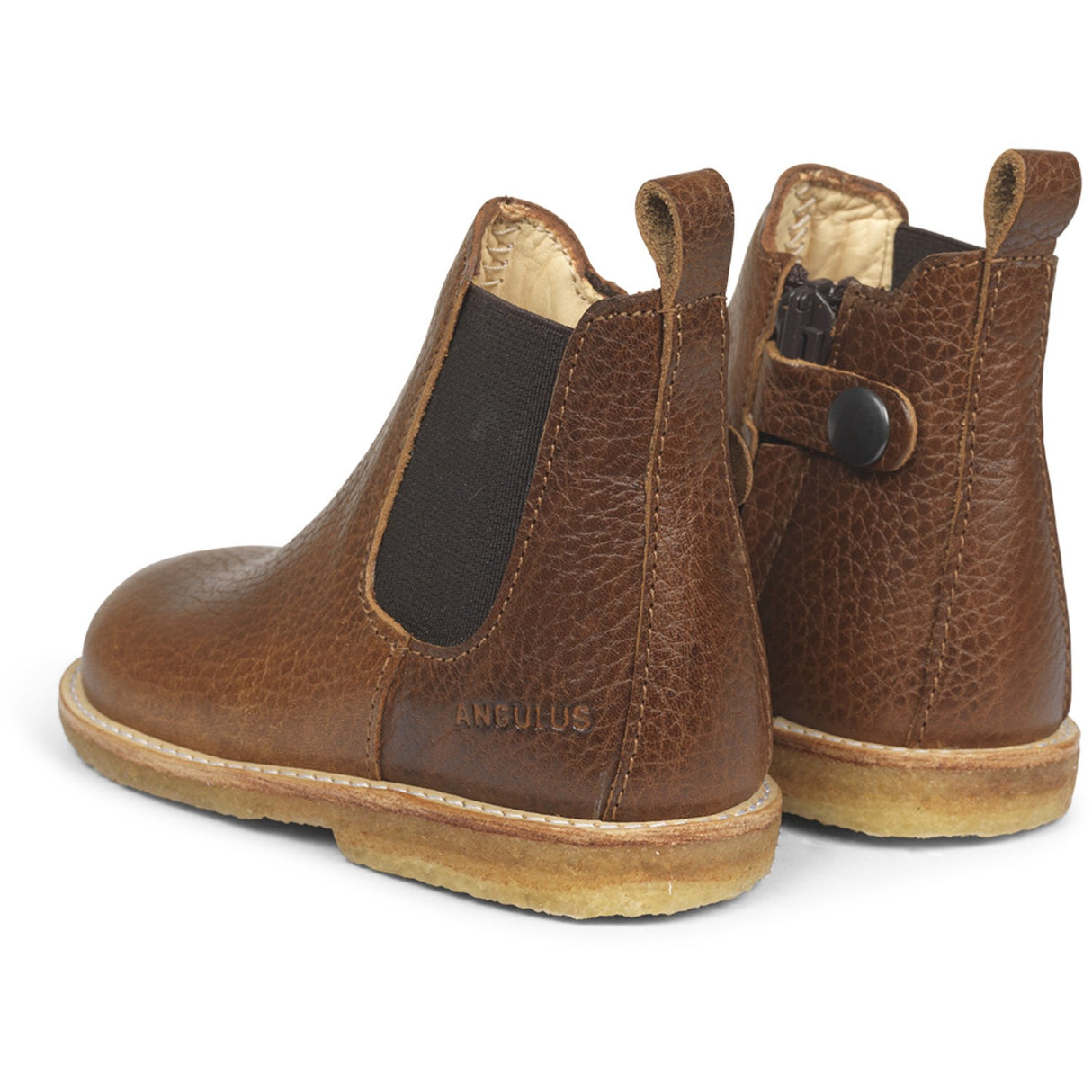Angulus Medium Brown Classic Chelsea Boot med Elastikk og Glidelås