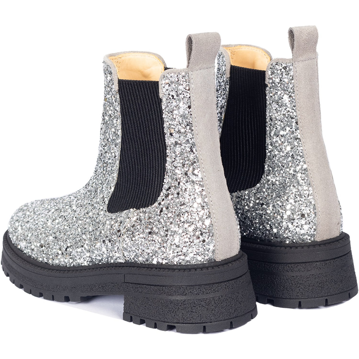 Angulus Silver Glitter/Gray/Black Glitter Chelsea Støvler På Trackål