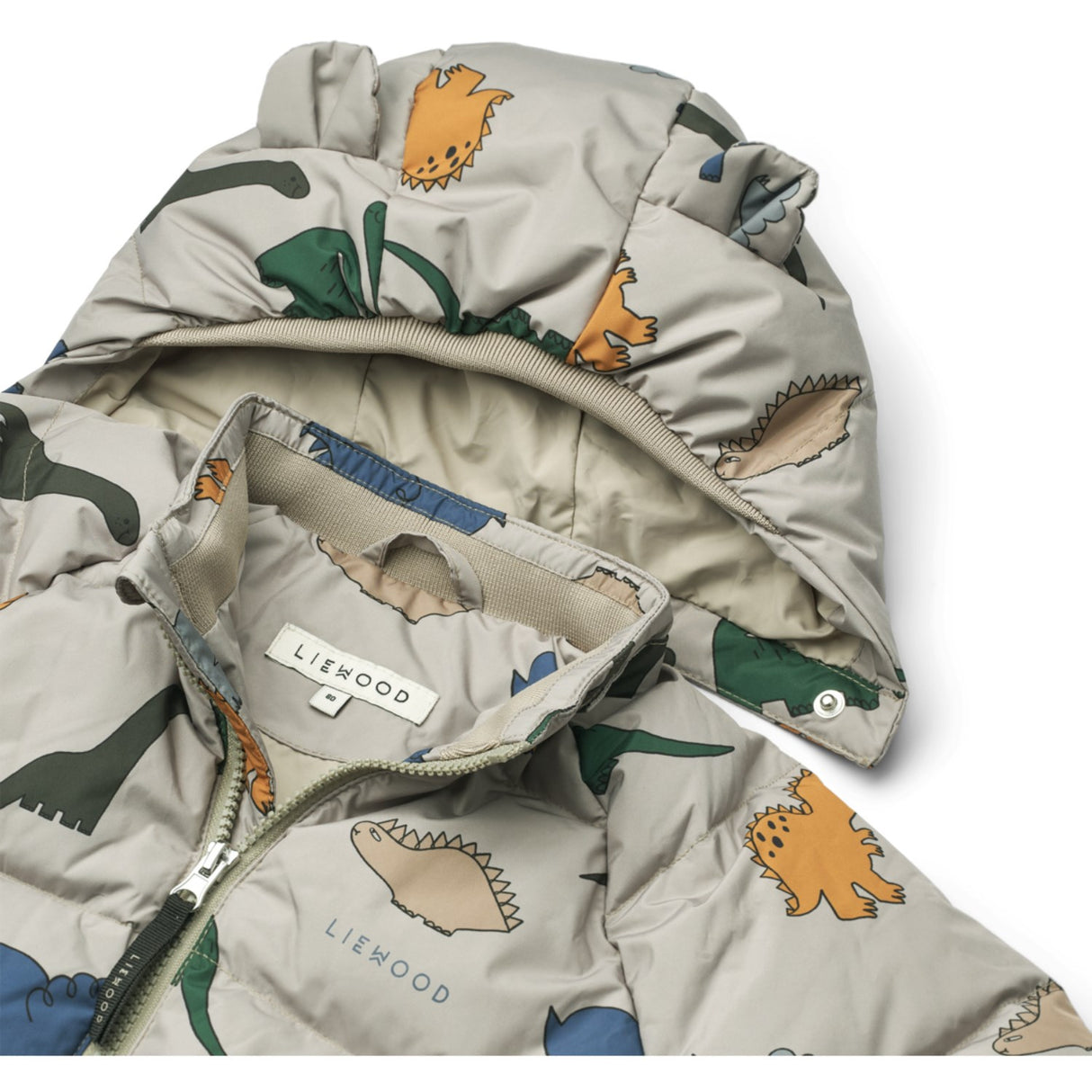 LIEWOOD Dinosaurs / Mist Polle Down Puffer Dunjakke