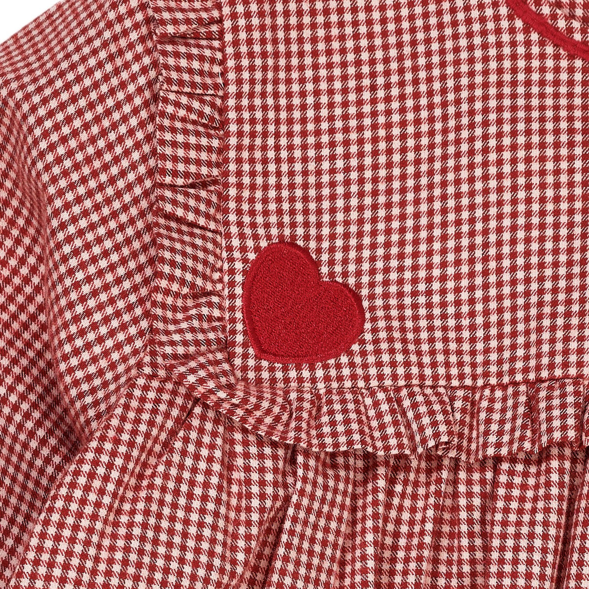Copenhagen Colors x Luksusbaby Red Check Combi Check Kjole M. Hjerte Emb.
