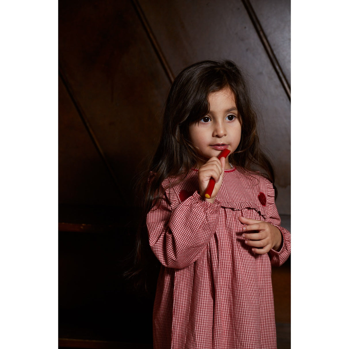 Copenhagen Colors x Luksusbaby Red Check Combi Check Kjole M. Hjerte Emb.