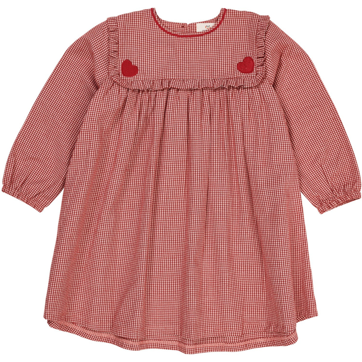 Copenhagen Colors x Luksusbaby Red Check Combi Check Kjole M. Hjerte Emb.