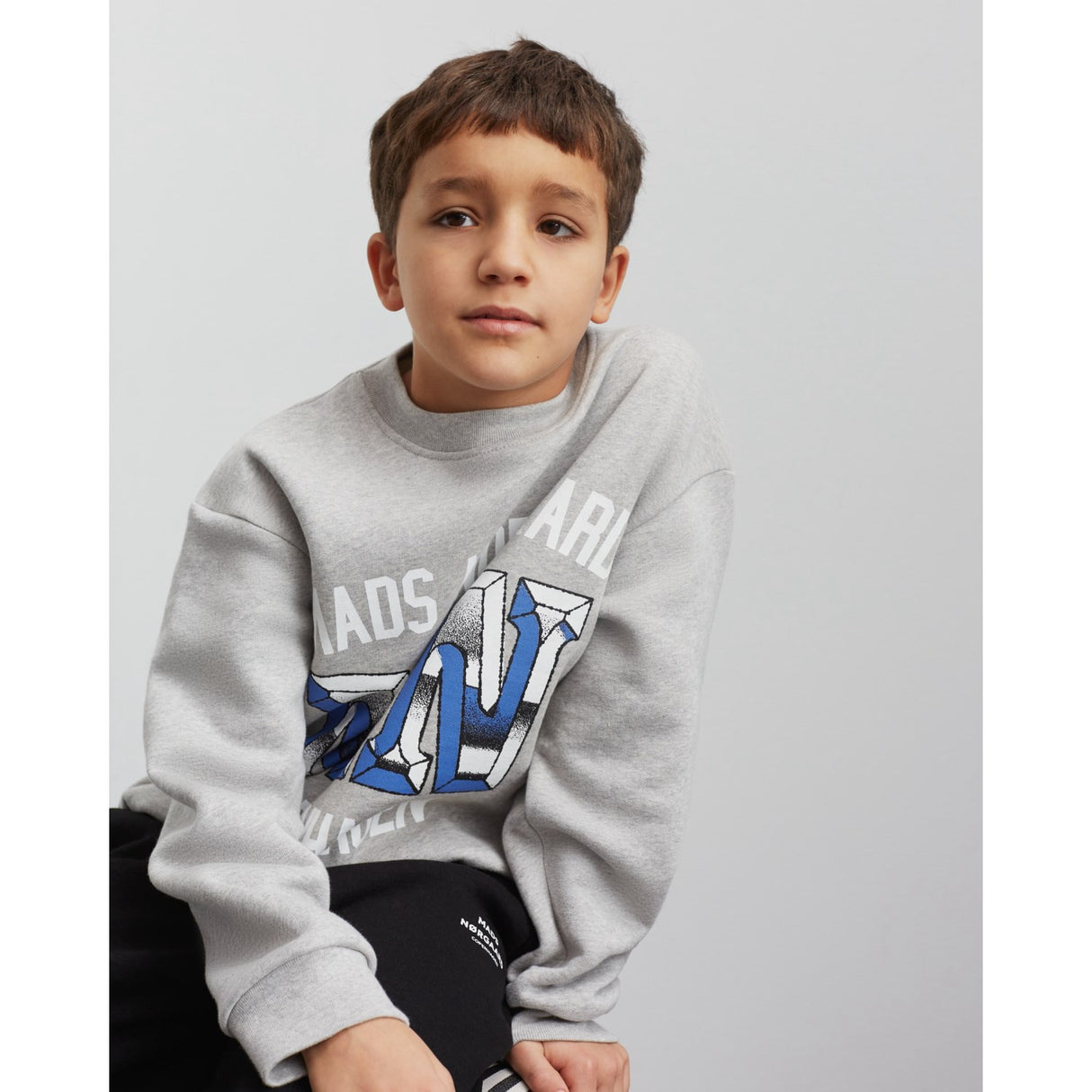 Mads Nørgaard Light Grey Melange Organic Sweat Sonar Collegegenser