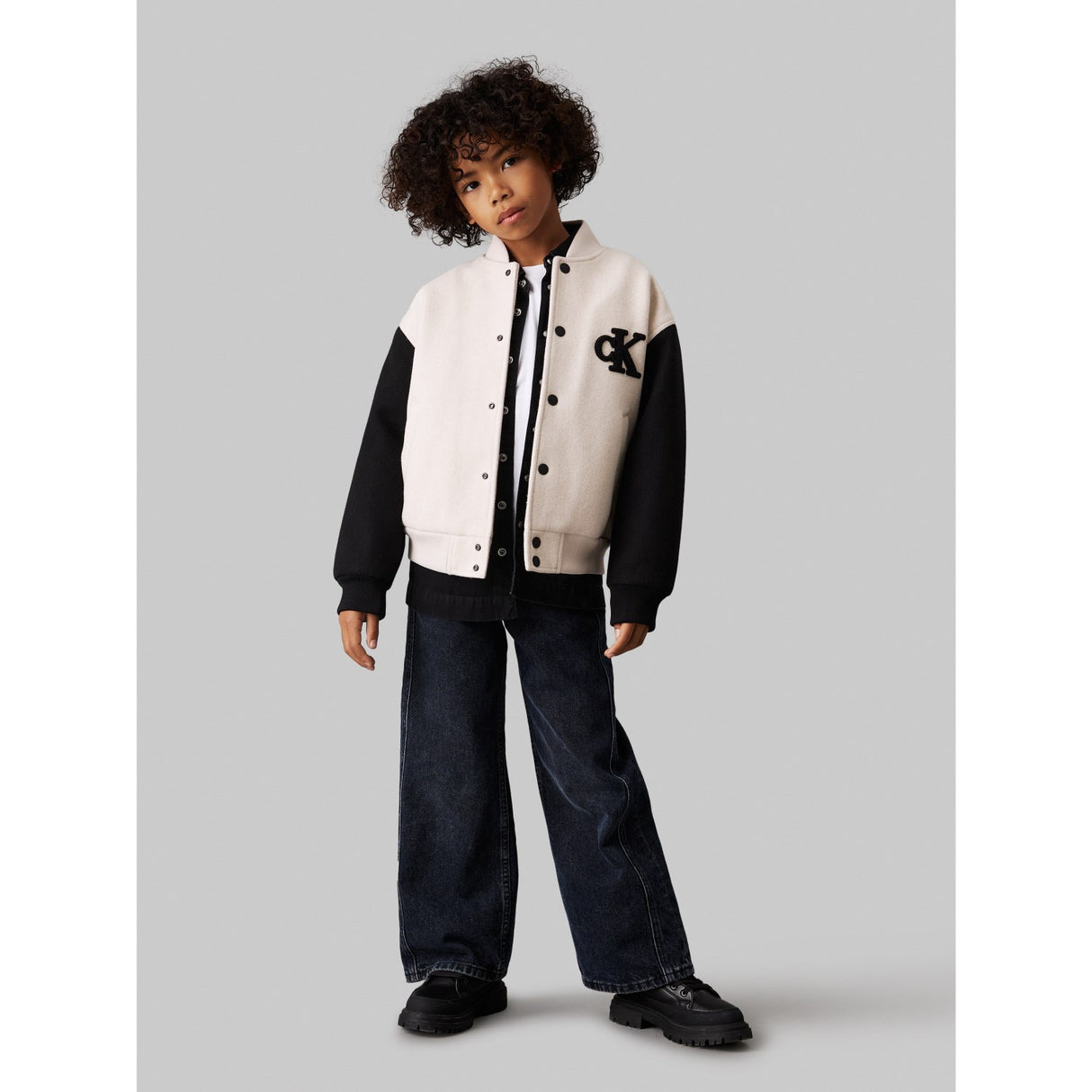 Calvin Klein Oatmeal Heather Heather Varsity Jakke